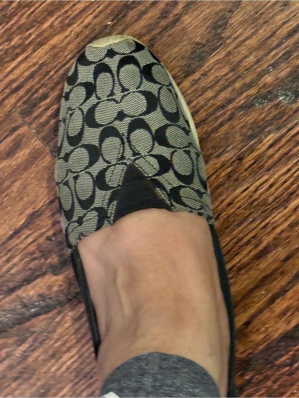 Coach Black and Cream Signature Slip-On Flats - Picture 4 of 11